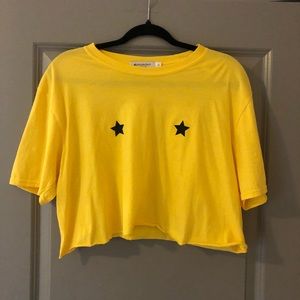 Yellow star cropped t shirt